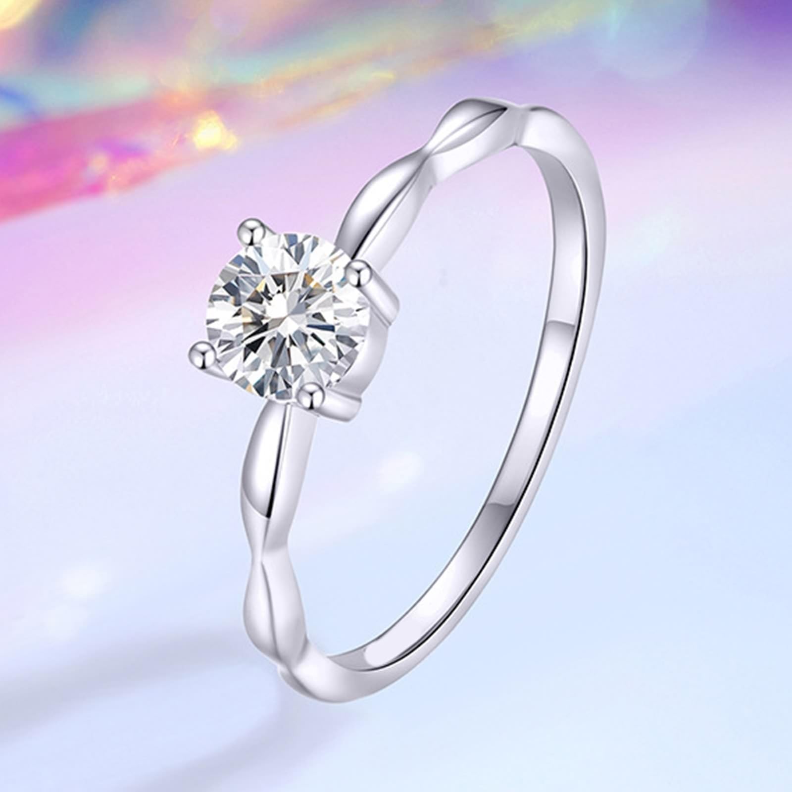 Epinki Złote obrączki ślubne 18K, klasyczne pierścionki przyjaźni z laboratorium, diament, pierścionek ślubny Platinum PT950 prawdziwe złoto, biżuteria, rozm. 47-65