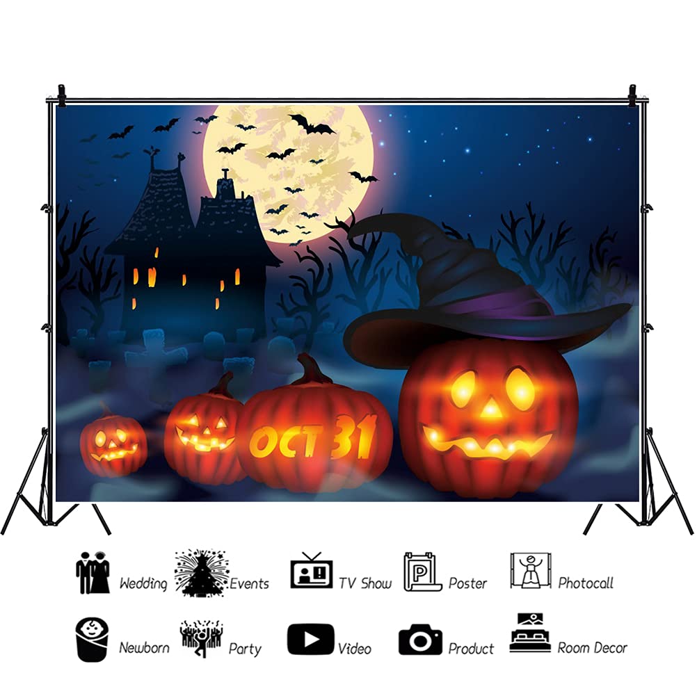 Toile De Fond Halloween Sorcière Bibliothèque - Décoration Effrayante 1,8x1,2m Pour Fête, Photo, Vidéo