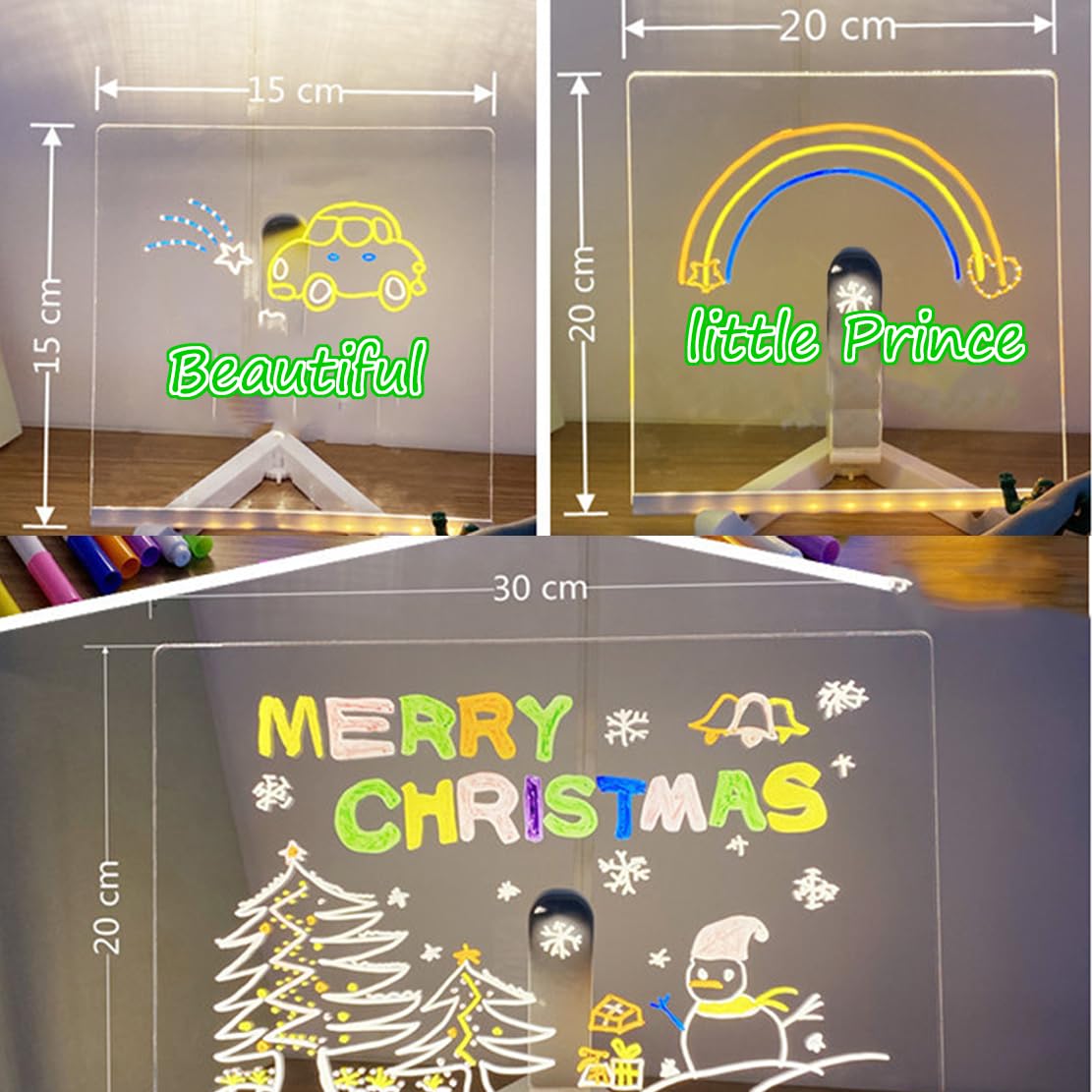 LED Note Board 20x30cm - Leuchtende Acryl Tafel Mit 7 Neonstiften Für Kinder & Büro