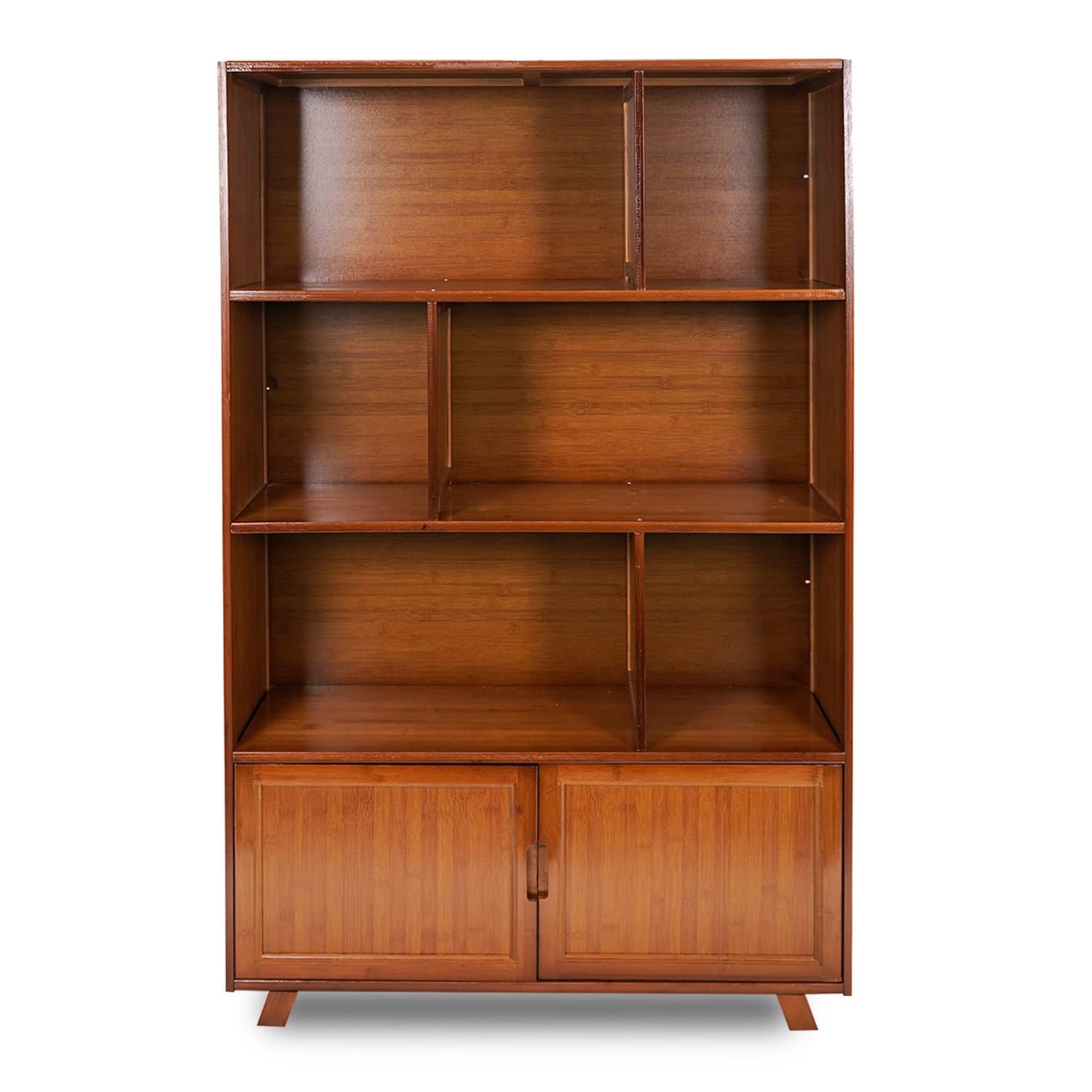 LEOPAX Premium Bamboo Wardrobe Storage Organizer Shelves for Clothes Racks, Freestanding Storage Rack, Display Shelves & Bookcase Storage for Living Room Bedroom Office, Color-Brown (81x25x134cm)