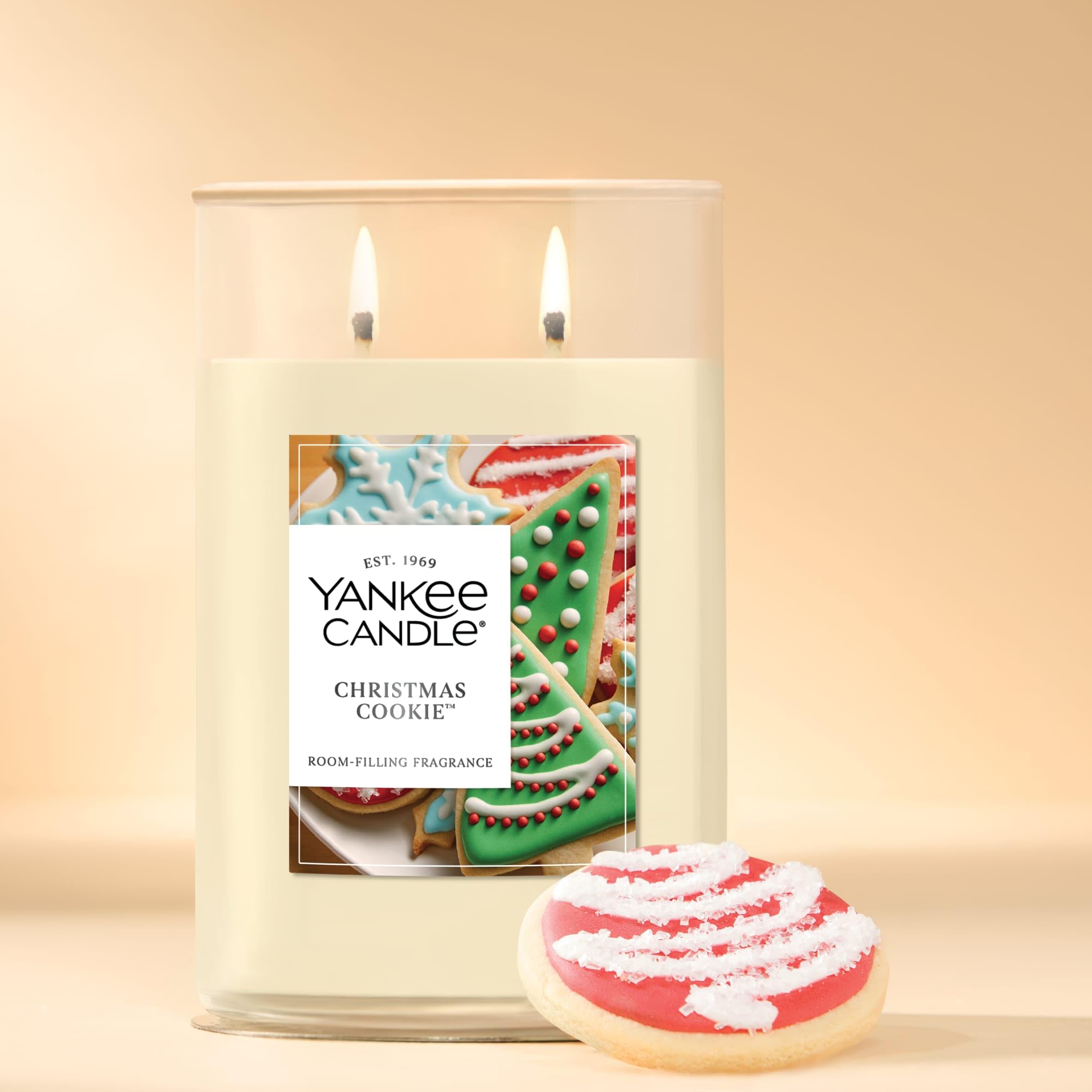 Yankee Candle Weihnachtskeks-Duft, Signatur-Kerze, 590 ml, großes Glas, 2-Docht-Kerze, über 60 Stunden Brenndauer, Weihnachtskerze