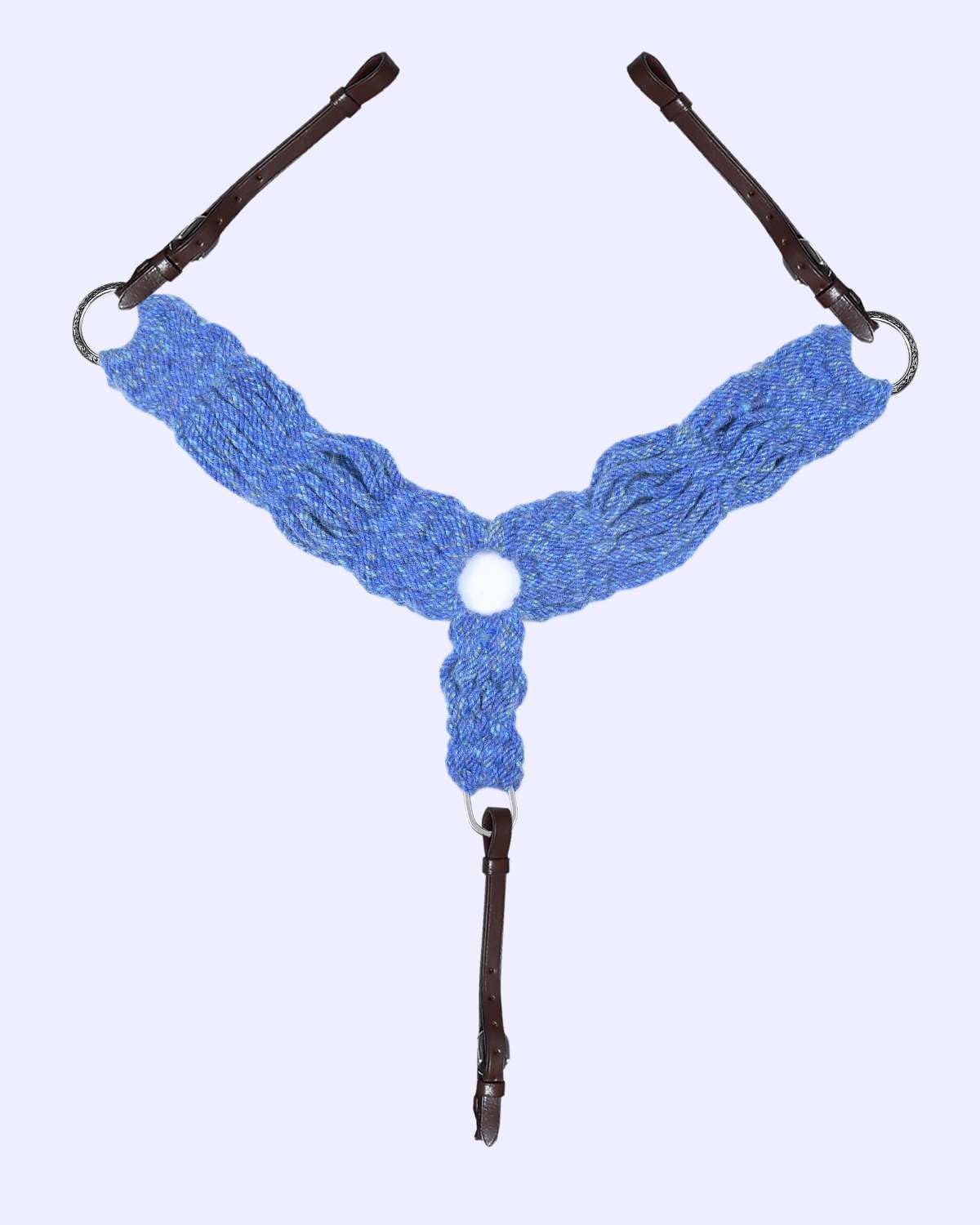Cheval's International, collare per il seno in lana mohair a 25 fili, collari per equitazione e collare elegante (completo, azzurro)