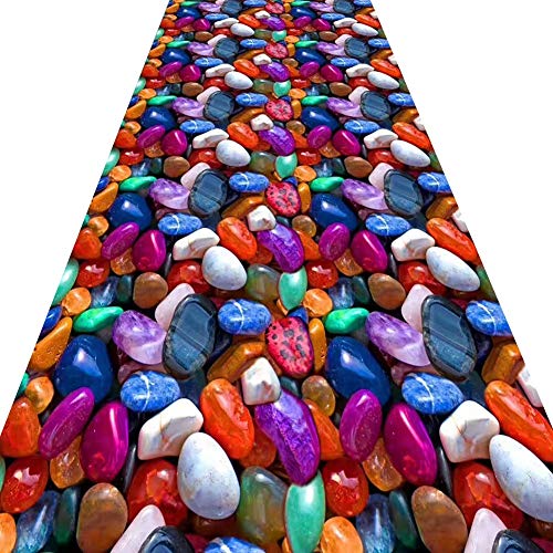 Alfombra de pasillo largo con efecto 3D de roca multicolor, diseño lavable y fácil de limpiar 2