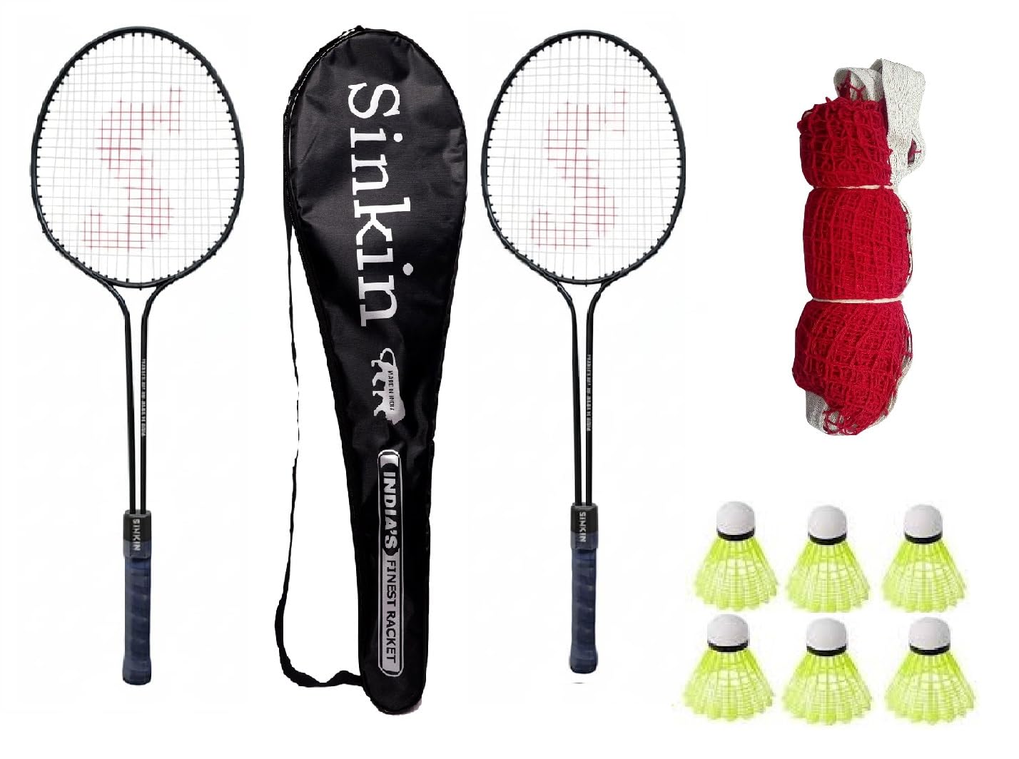 Sinkin Badminton Set with 2 Rackets, 3 Shuttlecocks, Net and Carrying Bag, Complete Badminton Kit for Boys, Girls, Family, Friends, Kids (6, Black-Double)-image-27