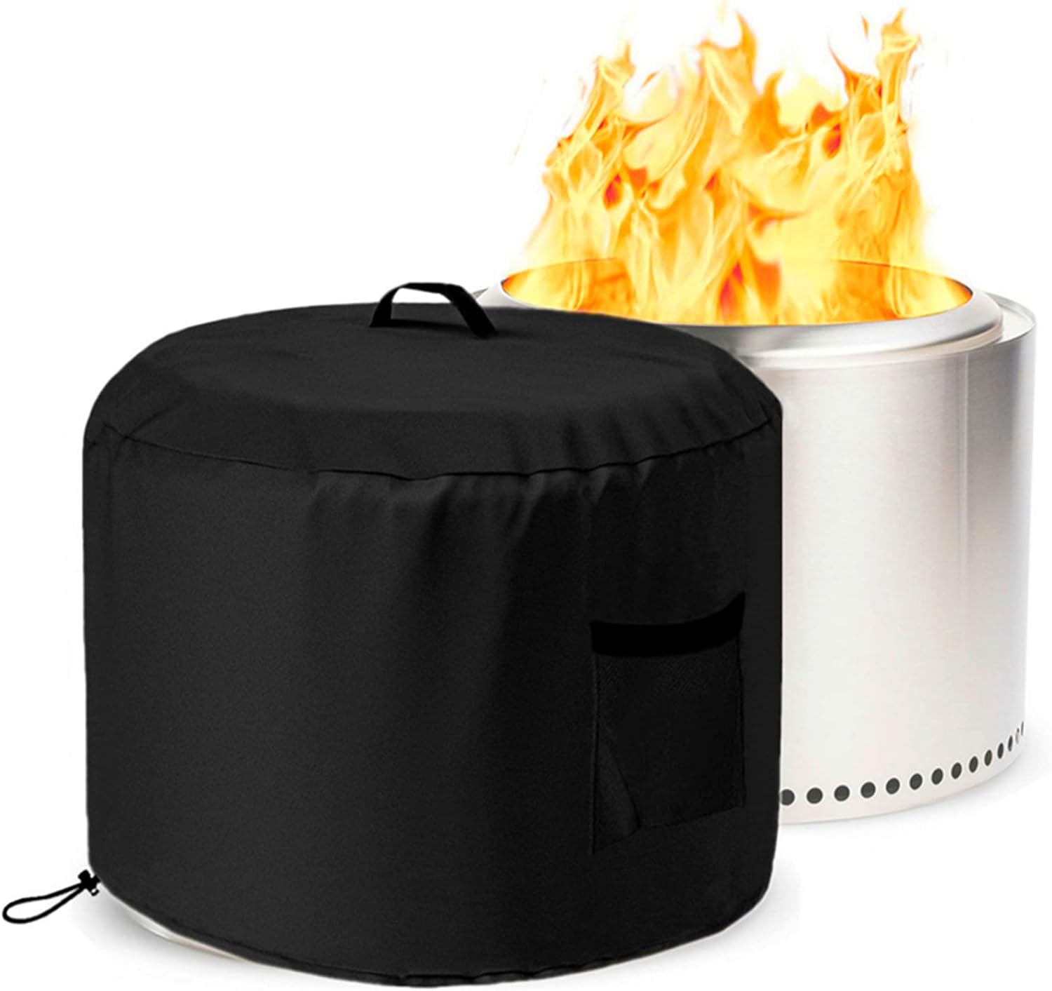 Fire Pit Cover for Stove Bonfire, Falezern Stove Bonfire Outdoor Cover Waterproof, Dustproof and Windproof, Bonfire Surround Shelter Cover Compatible with Solo Stove (22"D X 16"H (M))