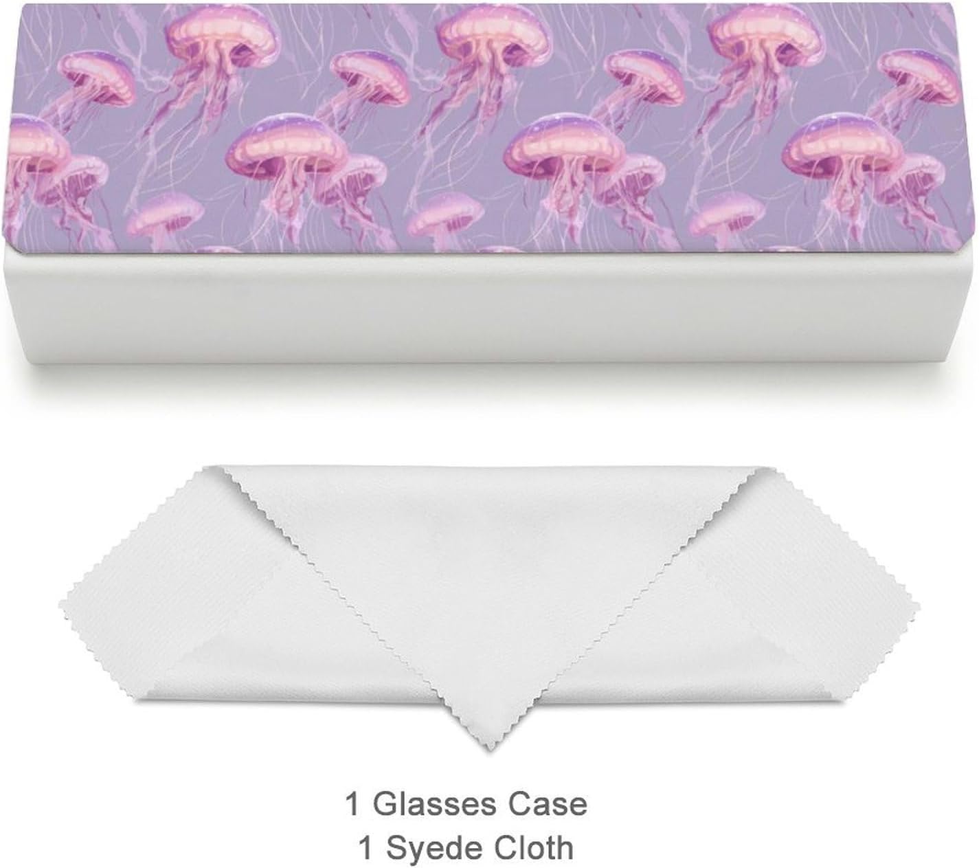 Jellyfish Pattern Eyeglasses Case with Cleaning Cloth image 3