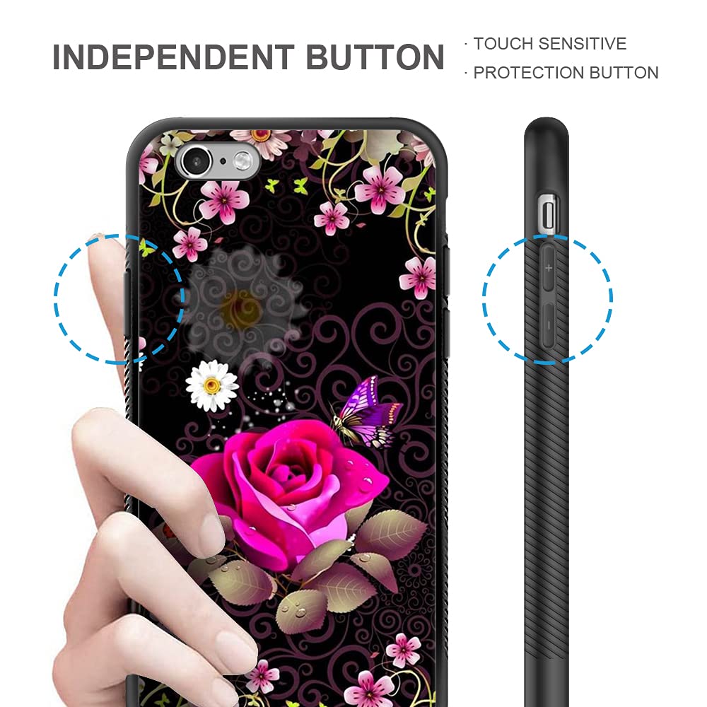 Amazon.co.jp: iPhone 6 Plusケース ピンクローズパープルバタフライ