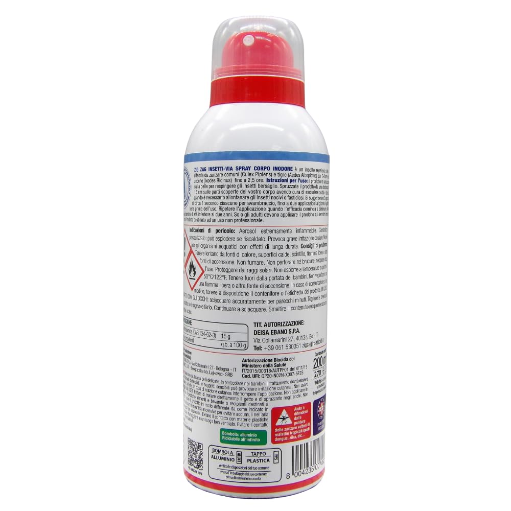 Repellente Spray Antizanzare Corpo, Max Insetti-via, Inodore. Repellente Per Zanzare, Zanzare Tigre, Zecche. Scorta Estate 200 ml (2 Spray)