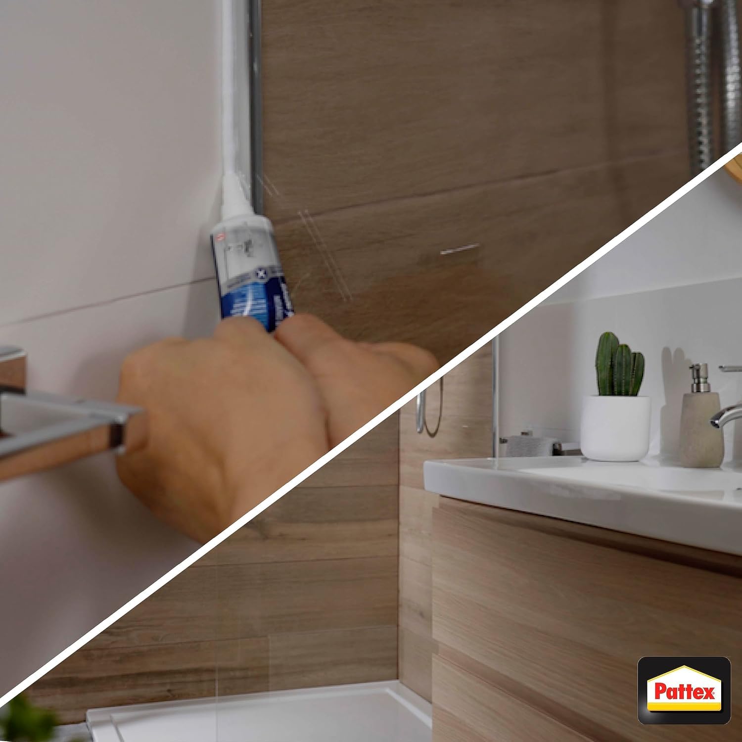 PATTEX Sigillante Bianco Bagni&Cucine 3x Protection, Silicone Bianco per Bagno Antimuffa, Silicone Impermeabile, Flessibile e a Lunga Durata, 1 Tubo da 50 ml