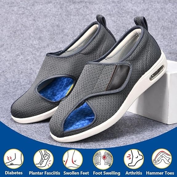 Men Diabetic Sandals Adjustable, Mens Open Toe Non-Slip Swollen Feet Adjustable Walking Diabetic Sandals, Casual Orthotic Plantar Fasciitis Shoes, for Elderly Arthritis Pain Relief4