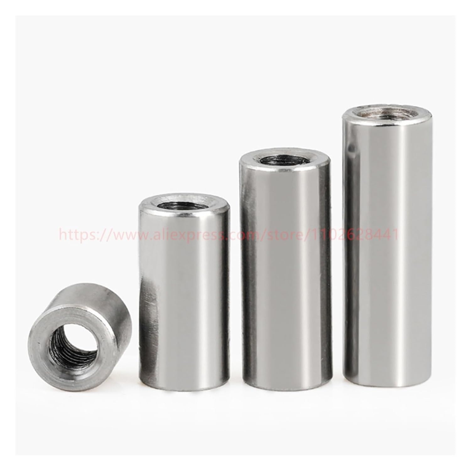 Round Coupling Nuts, Knurled Round Coupling Nut 304 Stainless Steel Internal Thread M6 M8 M10 Silver Pack of 2(M8XOD12X10(2pcs))