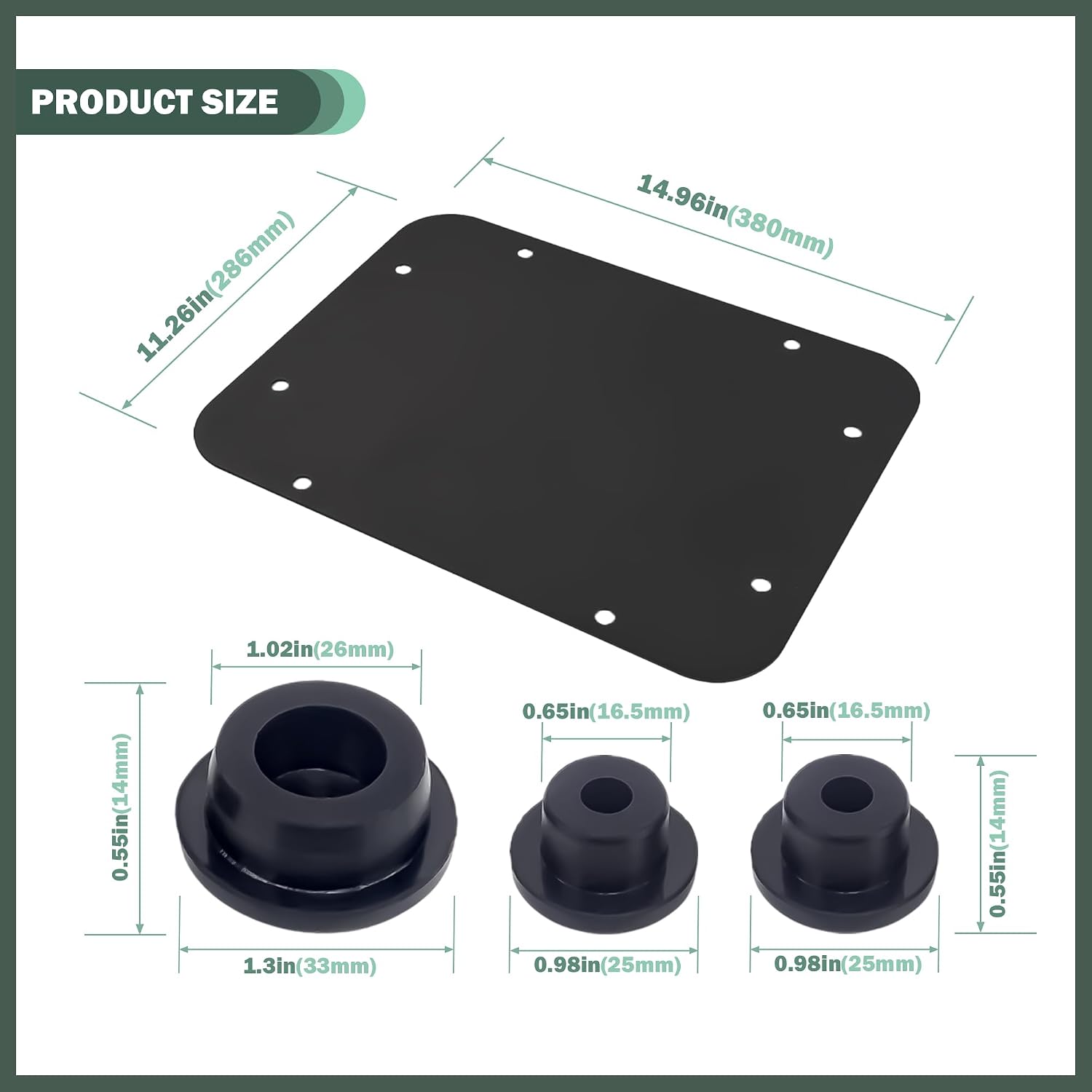 Aluminum Spare Tire Carrier Delete Filler Plate with Bolts & Durable Rubber Plugs Set Fit for 2007-2018 Jeep Wrangler JK JKU, Tailgate Vent Plate Cover, Black, Flat