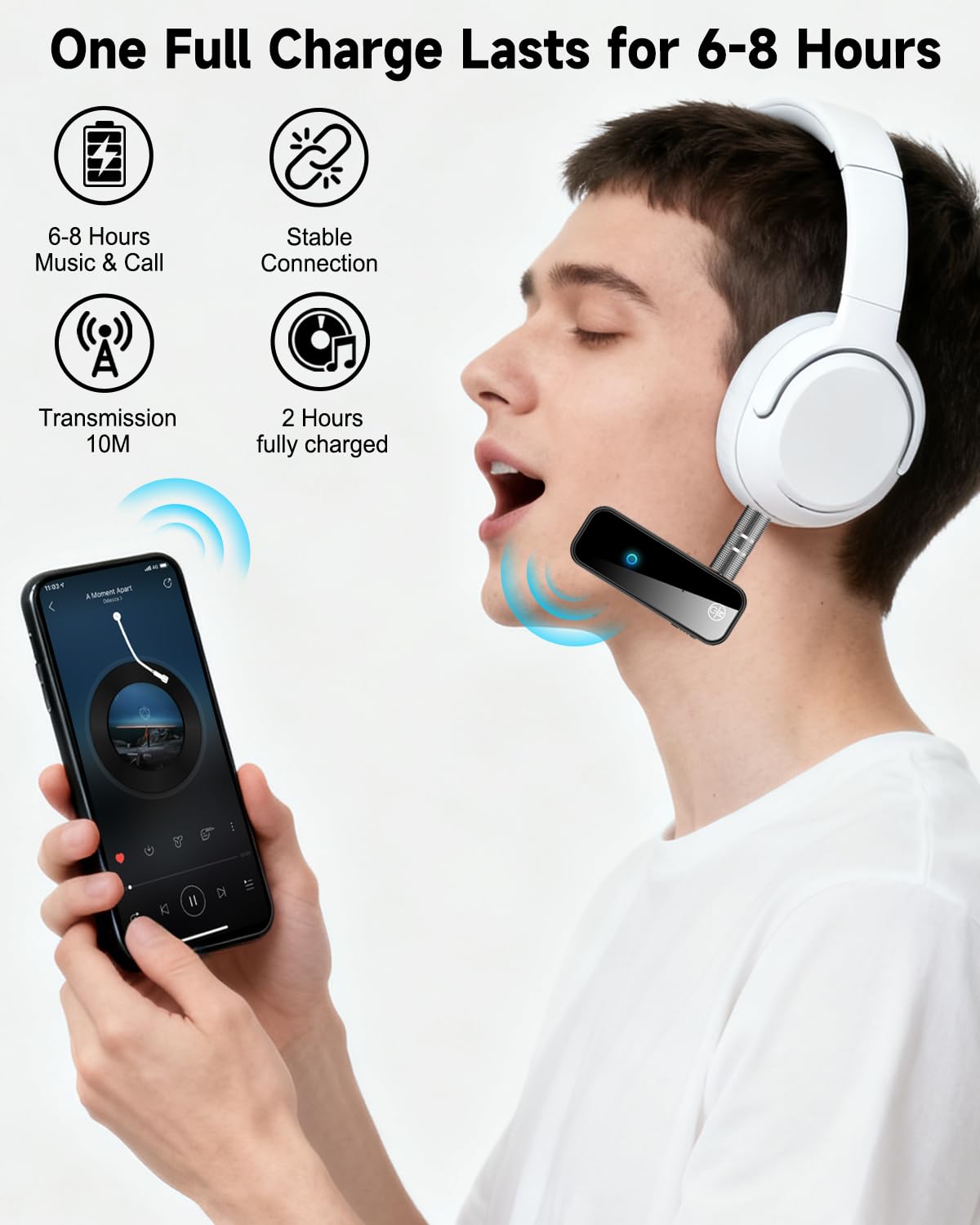 Adaptateur Bluetooth 5.0 avec prise jack 3,5 mm, émetteur-récepteur sans fil 2 en 1 pour voiture, TV audio, casque (avec câble RCA et câble 3,5)