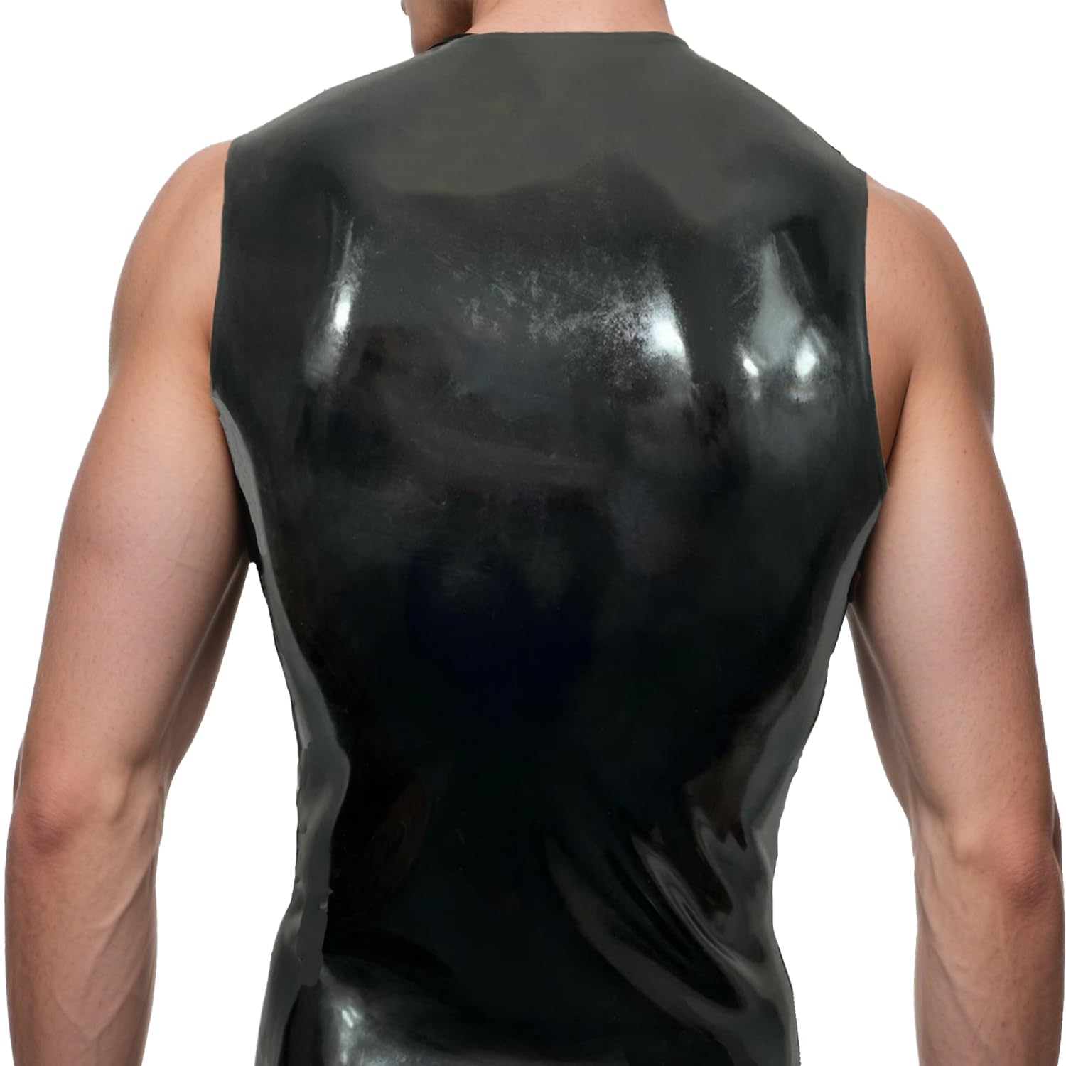 T-Shirt Ras du Cou en Latex Caoutchouc pour Homme,Fermeture éclair sur Le Devant Haut en Latex pour Homme Fait Main