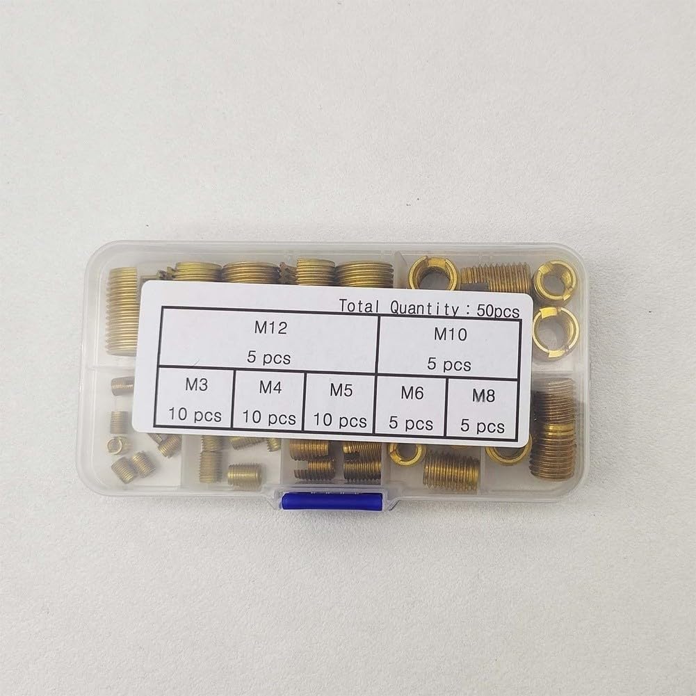 50 Pcs Self-Tapping Inserts Kit 7 Sizes Thread Repair