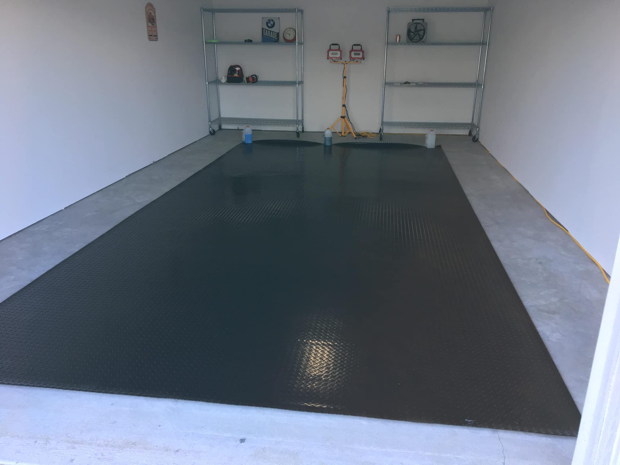alfombra goma suelo antideslizante Pisos de caucho, alfombrillas de caucho para piso de placa de diamante negro grande para garaje, sótano, gimnasio en casa, cobertizo o remolque: 3mm de espesor, 1m 2