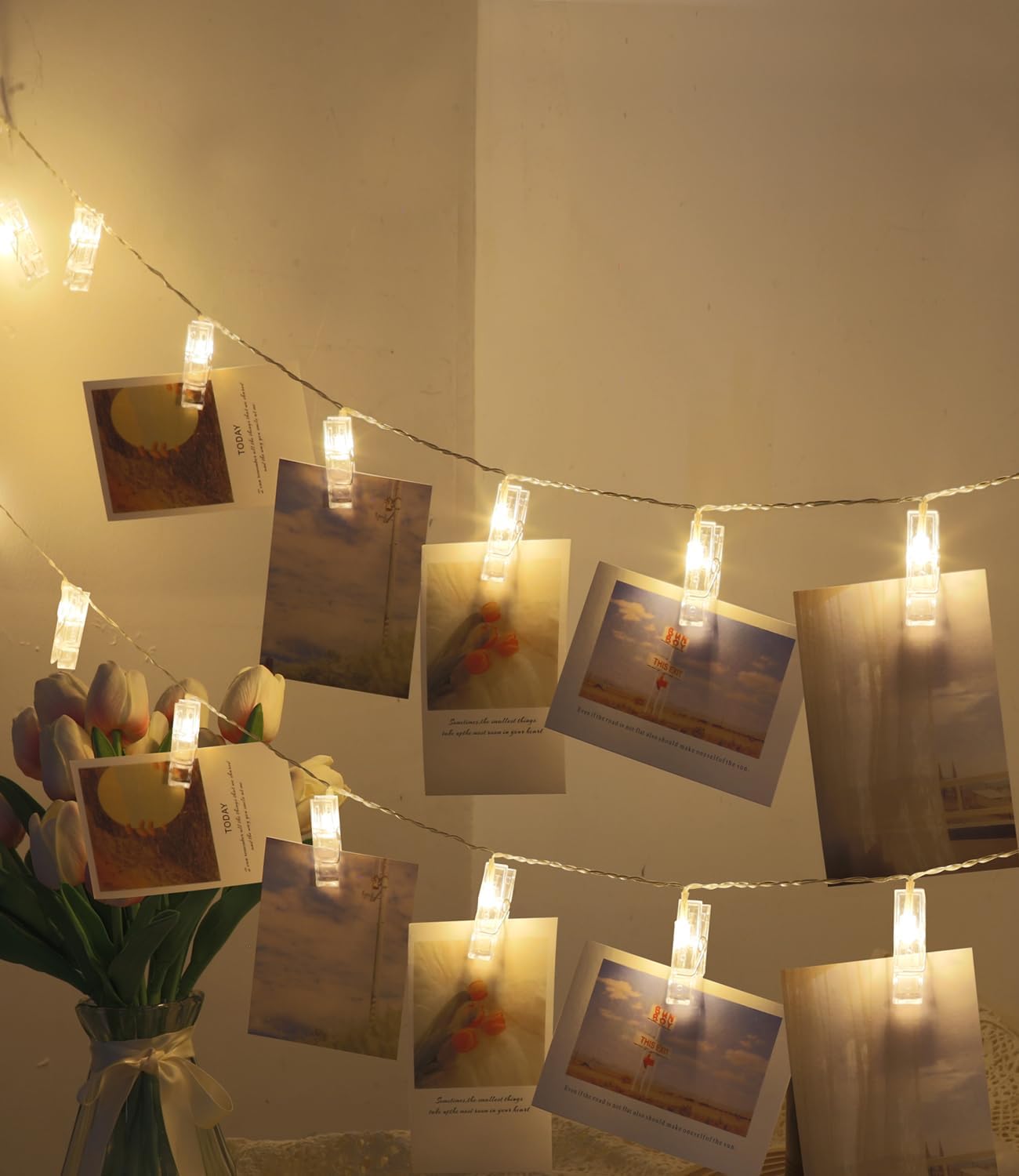 PERMUST Photo Wall for Room Decoration, LED Photo Clips, Fairy Lights for Room Decoration (3 m and 1.5 m) with 30 Clips, Pictures for Living Room, for Living Room, Christmas, Weddings, Party Pictures