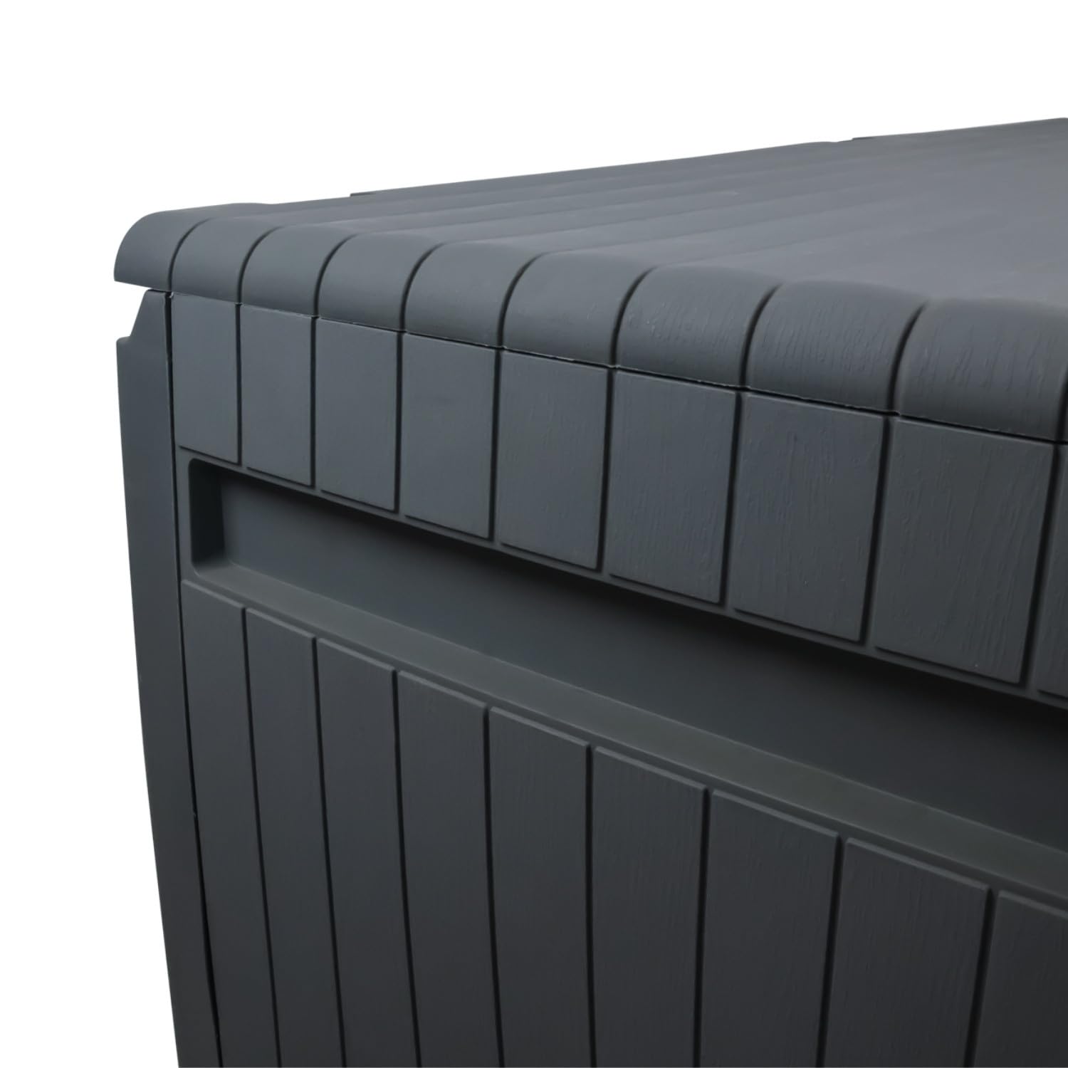 THINIA HOME Baule esterno in resina per giardino, terrazza o balcone, cassapanca impermeabile per oggetti e giocattoli, 270 litri, 117 x 45,5 x 57 cm
