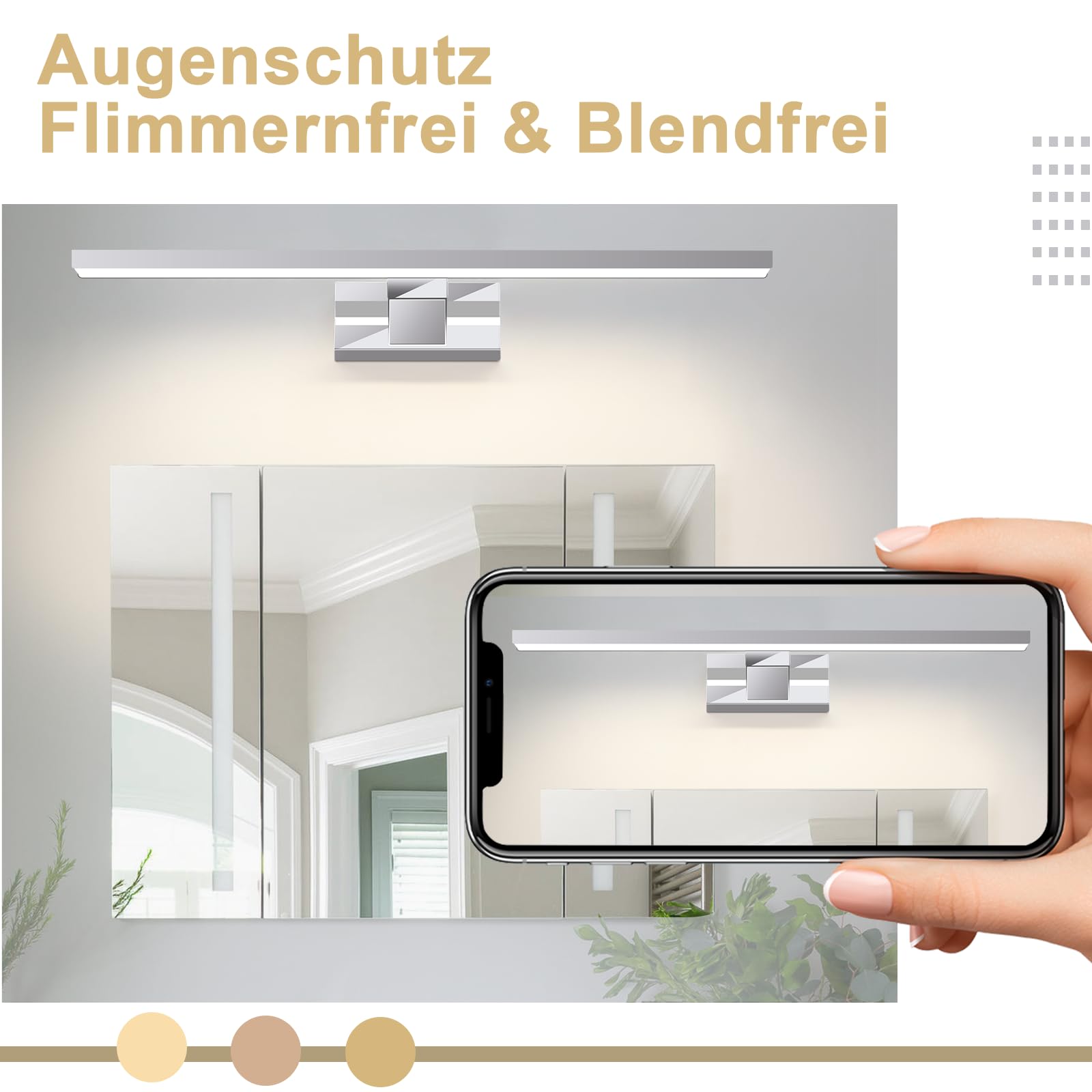 Homefire LED Spiegelleuchte Bad Spiegellampe 2ER 12W Badleuchte Wand 60CM | Wandlampe Badezimmer Wasserdicht IP44 Wandleuchte Chrom Modern Neutralweiß 4000K Badlampe Wandmontage für Küche Badschrank