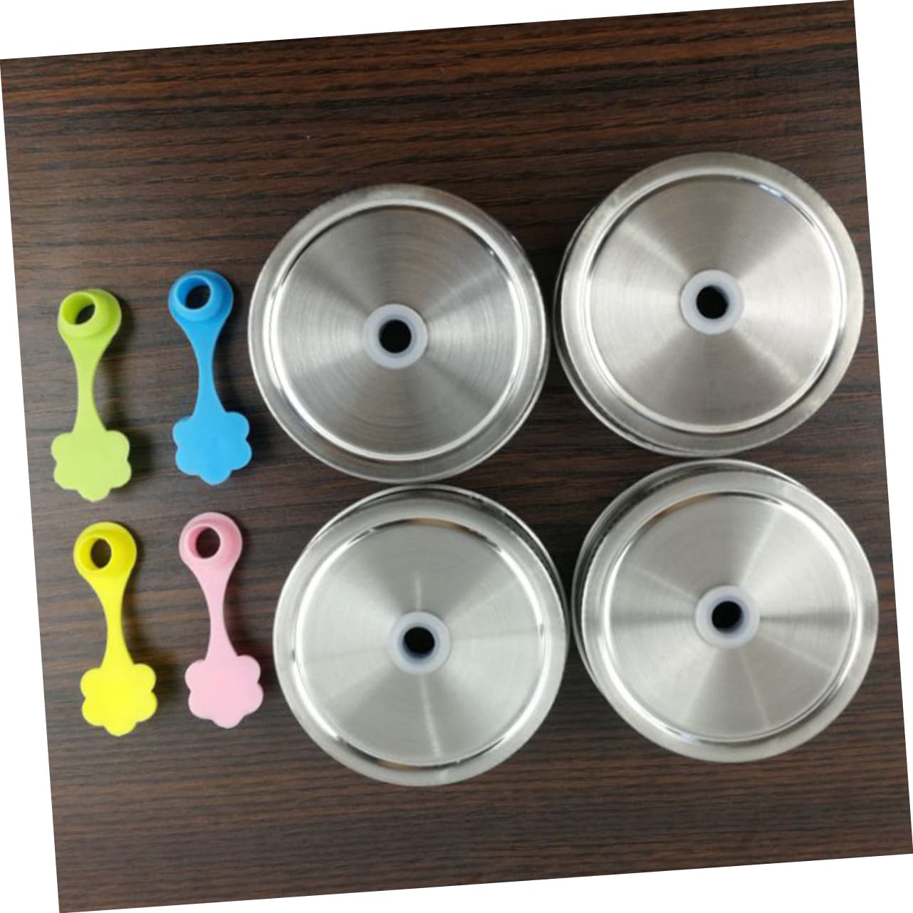 Alipis 12pezzi Coperchi Acciaio Inossidabile Con Foro Per Cannuccia Per Barattoli Per Cucina e Conservazione Senza Perdite Aria