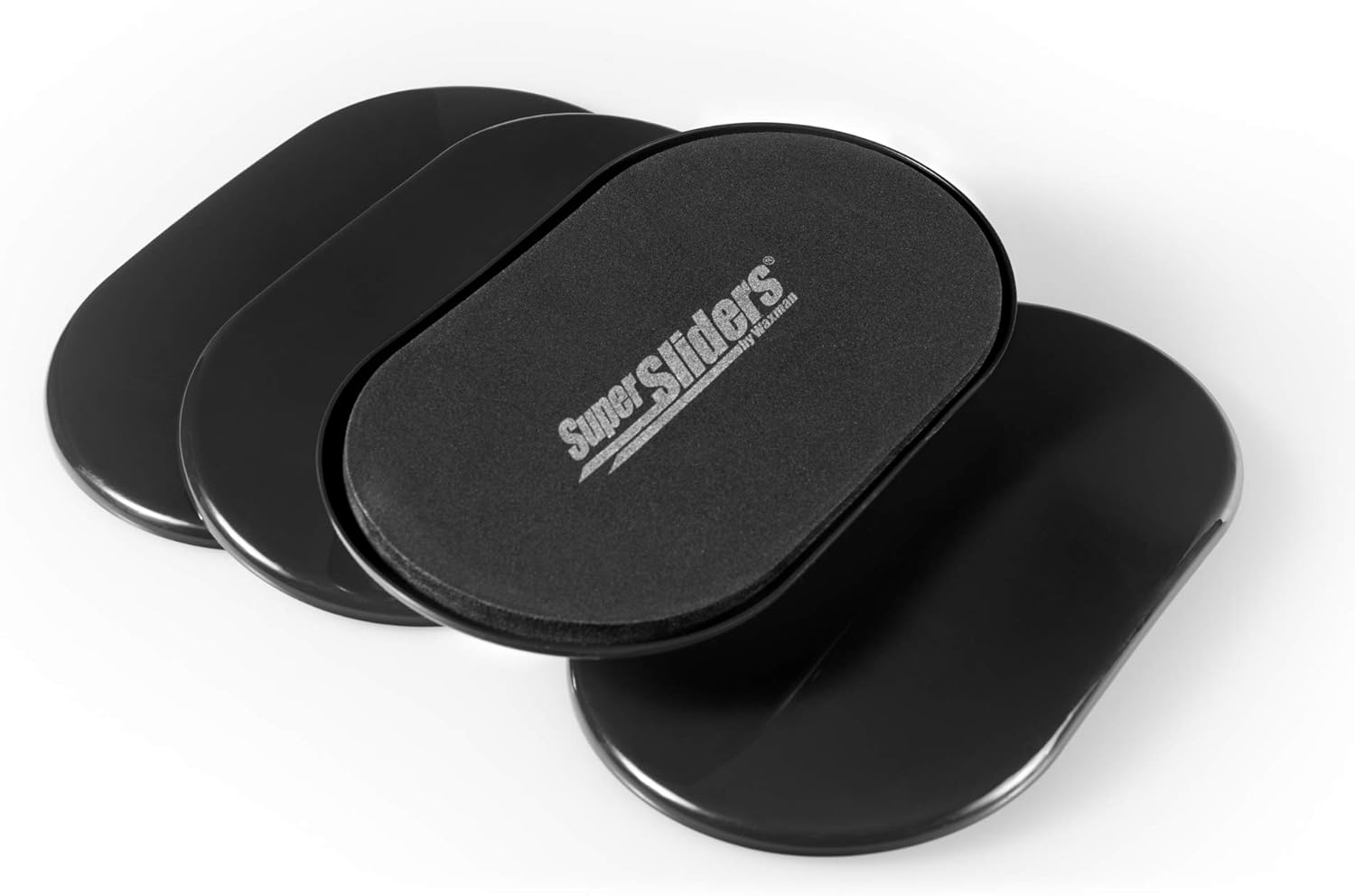 Super Sliders 5-3/4" x 9-1/2" XL Oval Reusable Furniture Sliders for Carpet, Anti-Slip Protective Furniture Moving Pads for Beds, Sofas, Dressers, Set of 4, Black