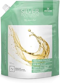 Elementa Silver Nano Silver Xylitol Mouth Wash Refill Pack | Mouth Rinse Oral Care 40 oz | Dentist Formulated, Alcohol and Fluoride Free (Winter Mint)