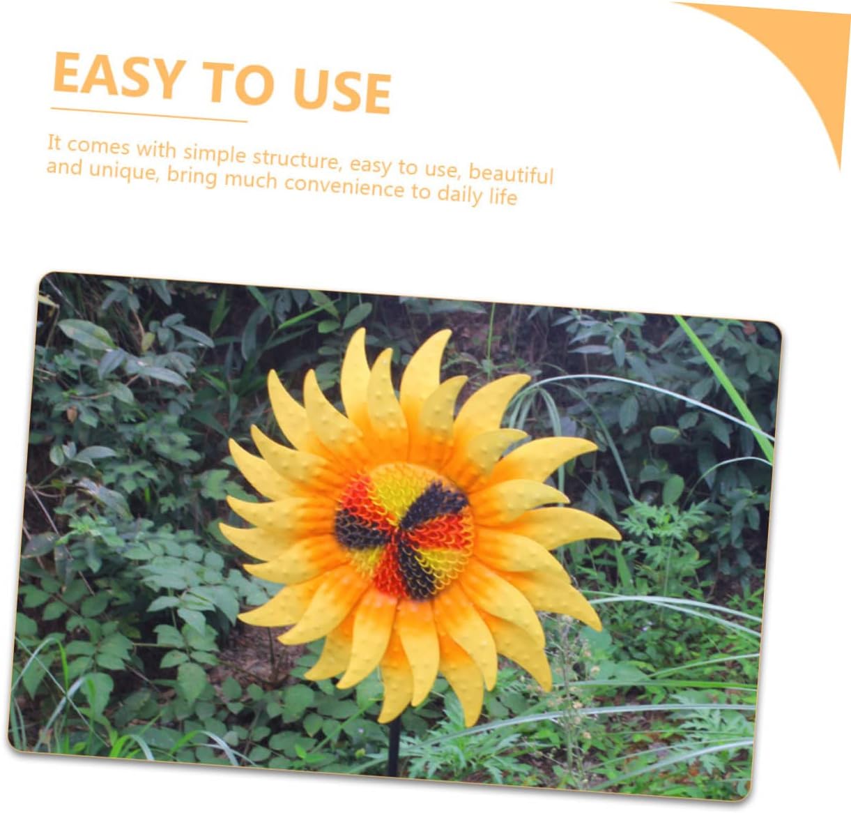 Sunflower Windmill Garden Decor Kinetic Metal Pinwheel Sculpture for Outdoor Lawn Rotating Ornament for Home and Party Decoration