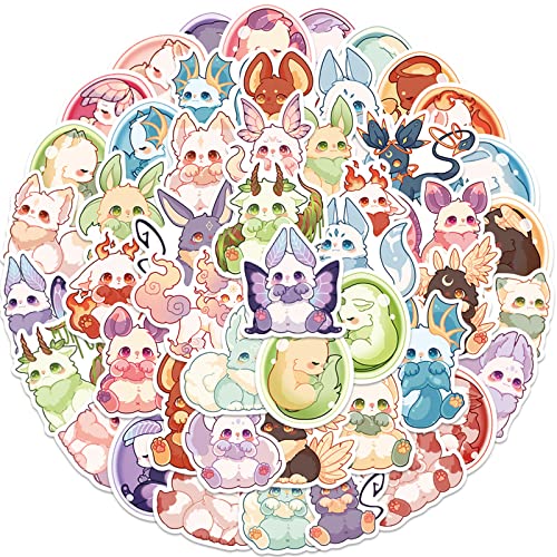 Cartoon Animal Stickers,50Pcs Kids Fantasy Creature Animals Waterproof Vinyl Stickers for Laptop Skateboard Bumper Journal,Cute Kawaii Anime Stickers for Girls Teens