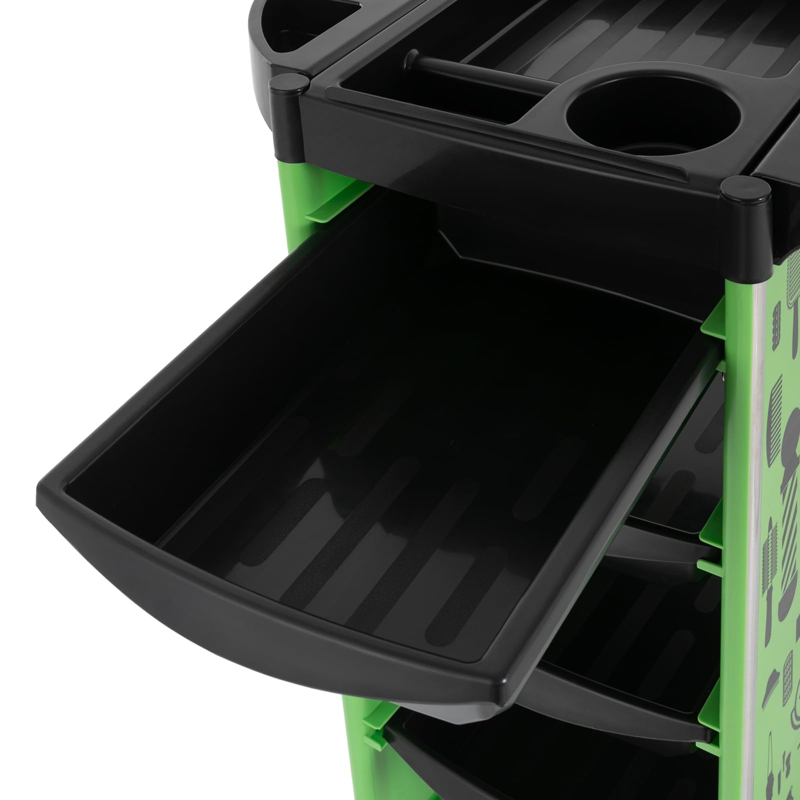 Carrello da parrucchiere con 4 cassetti e ruote, per salone, carrello da lavoro, trolley da parrucchiere (verde)