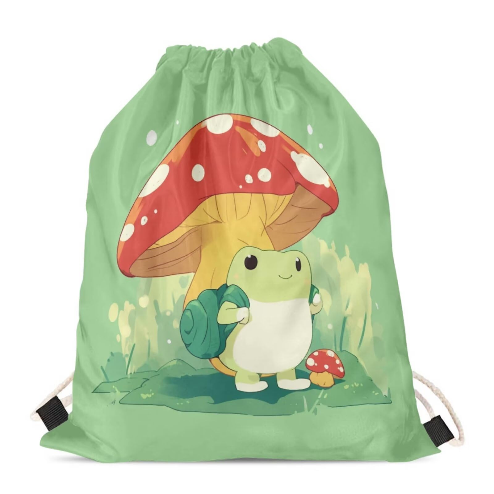 Upetstory Mushroom Frog Drawstring Backpack Bags Sports Sackpack Gym String Bag Sack Pack Knapsack for Outdoor Travel Beach Shopping Camping Swimming