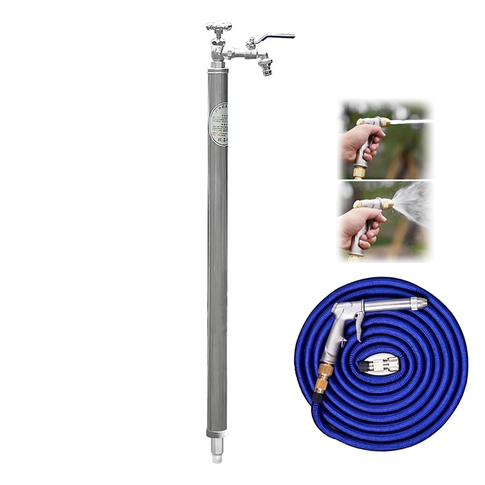 WOTZOV Faucet Water Column,Stainless Steel Garden Water Column Faucet - 59In Outdoor Post Spigot, Anti-Freeze Vertical Hydrant For Irrigation, Car Wash & Watering Solutions，80cm/31in