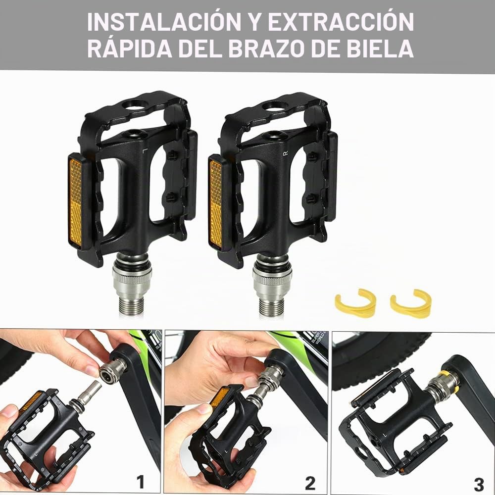Lixada Pedales de Bicicleta de montaña Pedales de liberación rápida Pedal de Plataforma de Ciclismo MTB con Adaptador Extensor de Pedal (Opcional)