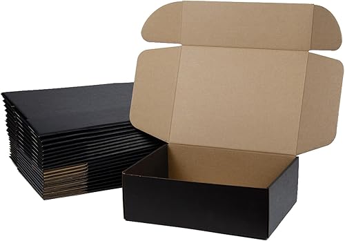 Cajas de envío de 12 x 9 x 4 pulgadas, paquete de 20 cajas de cartón corrugado para pequeñas empresas, color negro