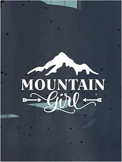 White mountain girl Decal Sticker, tent-mountain-fire-trees, Camping car decal (5" length)