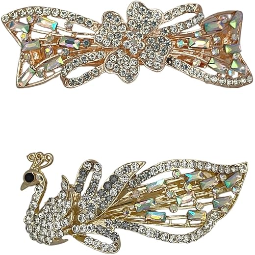 Crystal Rhinestone Hair Barrettes Set of 2
