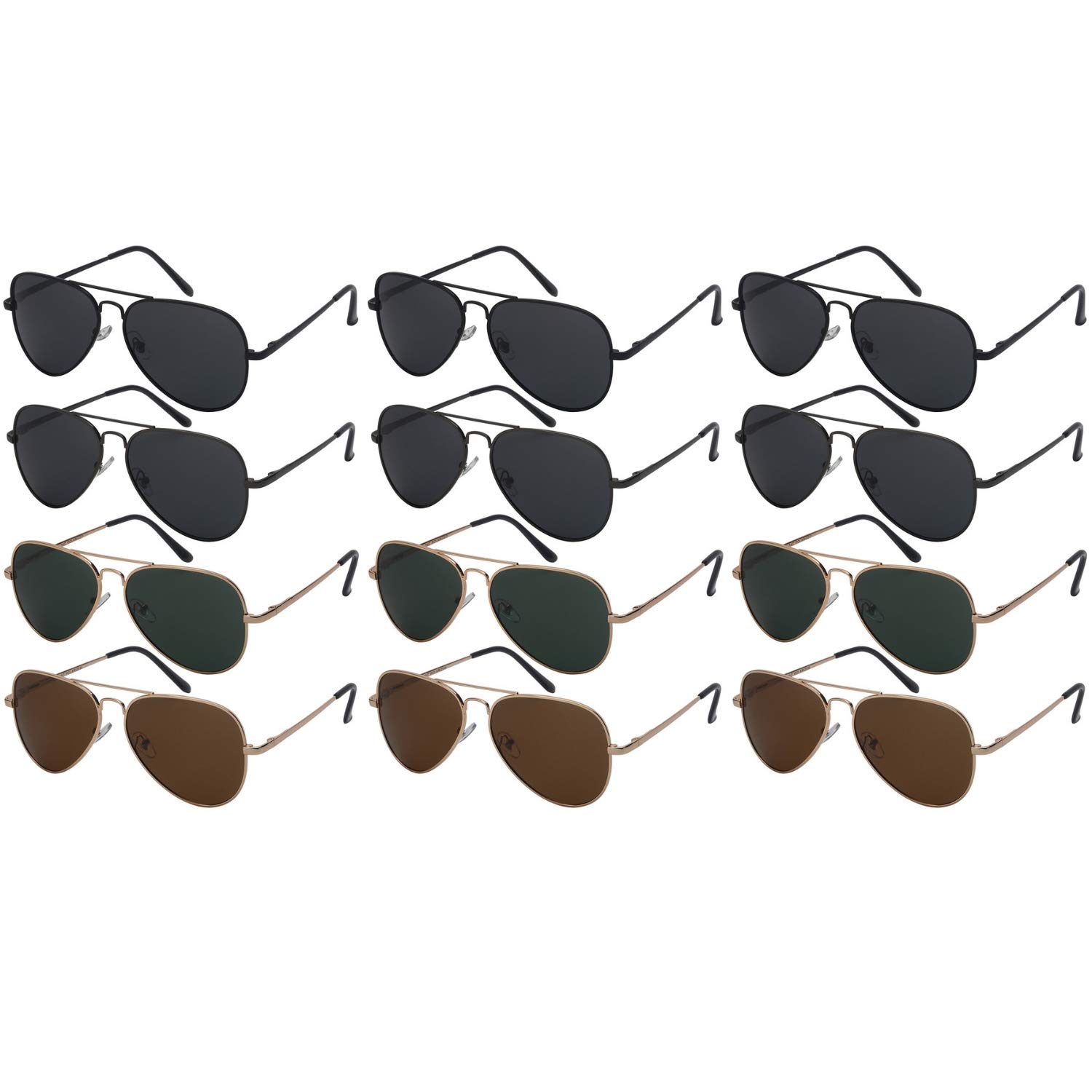 Edge I-Wear Edge I-Wear 12-Pack Wholesale Classic Aviators Sunglasses Polarized Lens N25095A-P