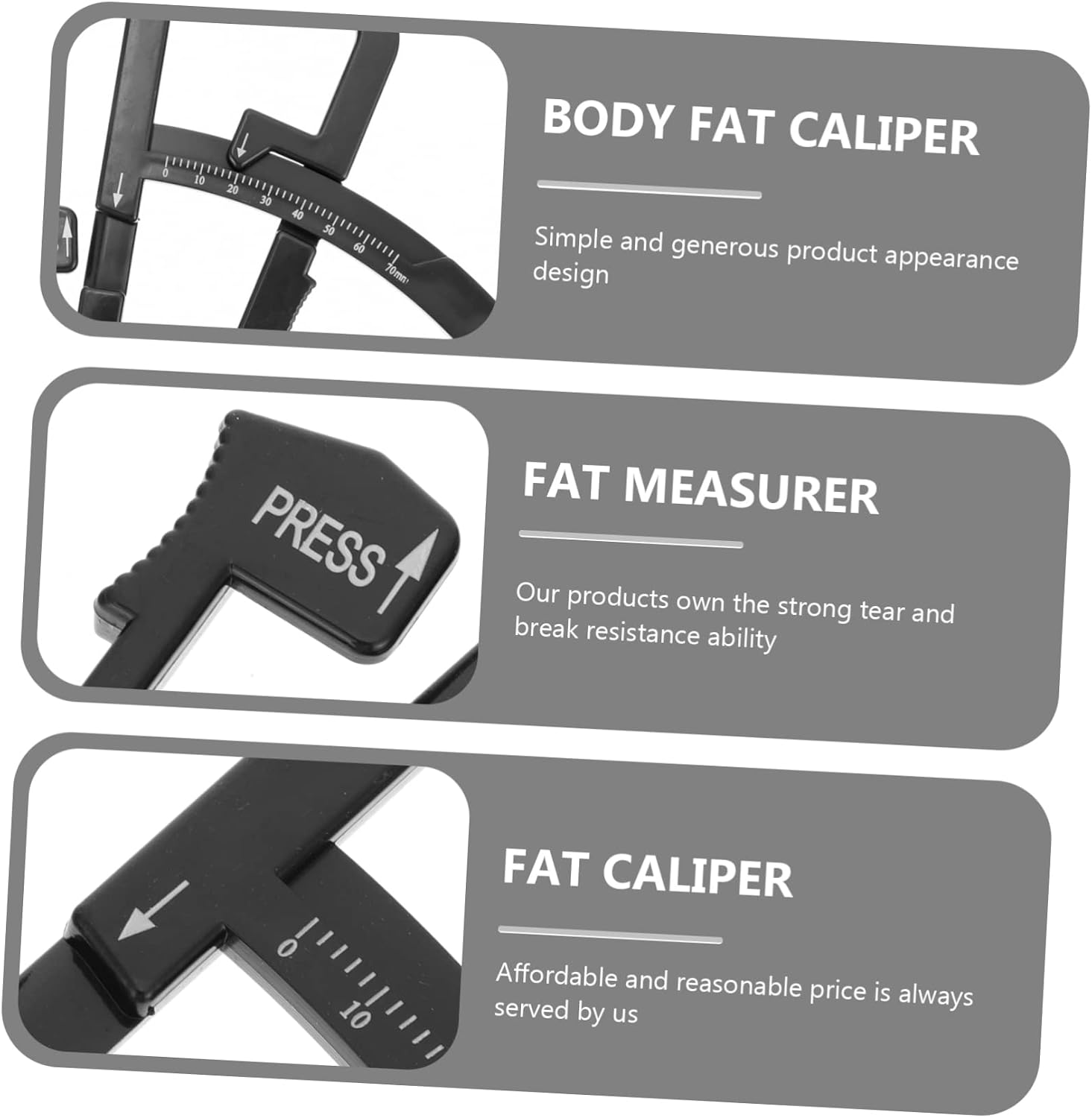 Gatuida 6pcs Handheld Fat Caliper Measuring Tape for Accurate Skinfold Measurement Compact Design for Men and Women Easy Use User Guide Included