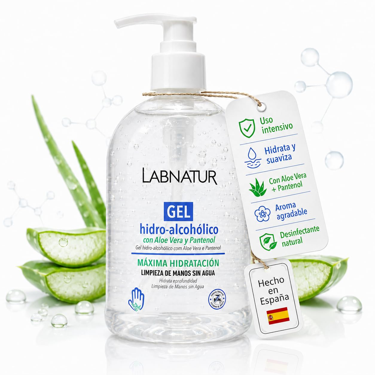 SYS Gel Hidroalcohólico – Con Aloe Vera y Pantenol – Limpieza de Manos Sin Agua – Higienizante Total 70% Alcohol – Hidratante y Suave – Uso Diario - 500 ml