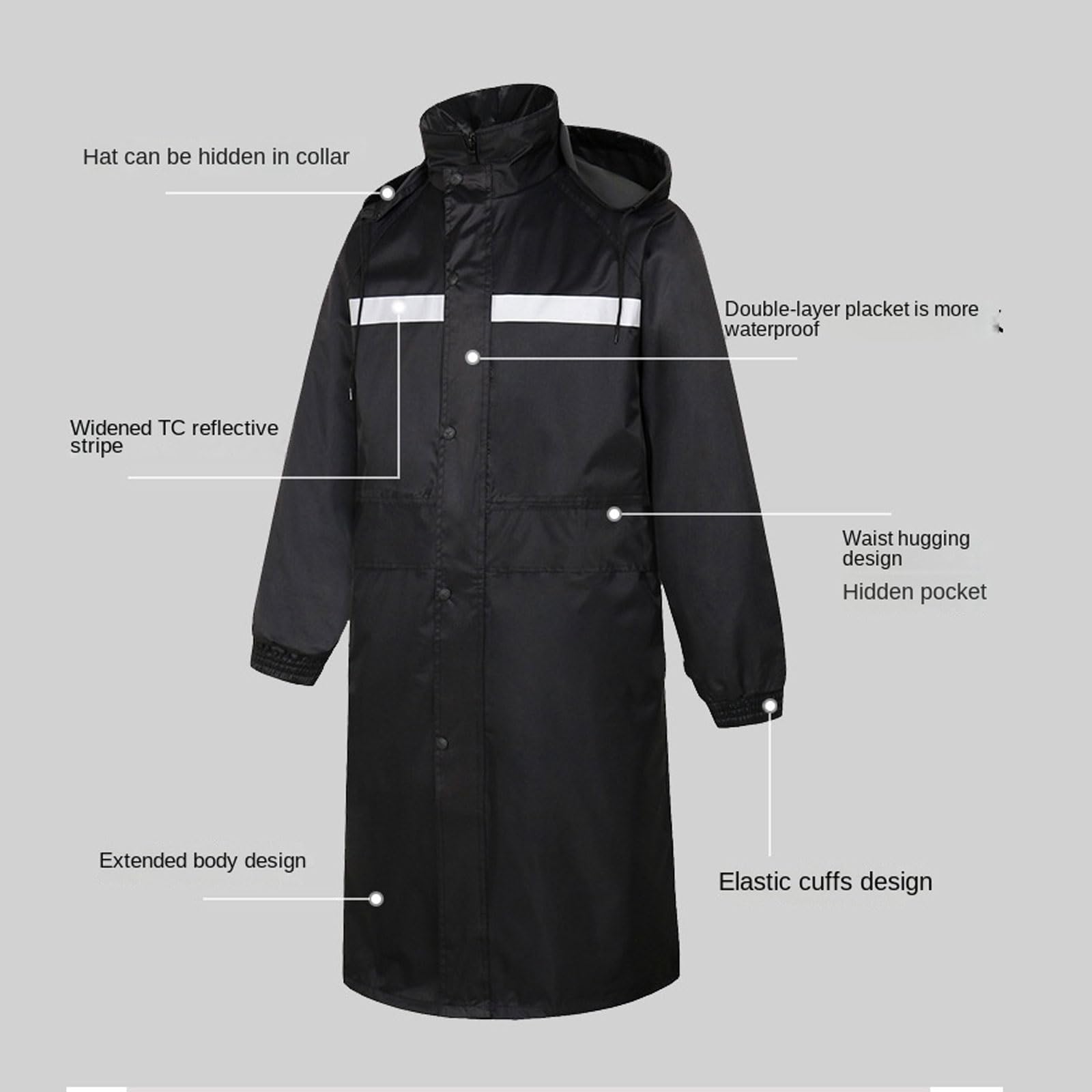 Chaleco reflectante de alta visibilidad, Chubasquero reflectante de una pieza alta visibilidad con capucha impermeable for adultos Multicolor M-3XL