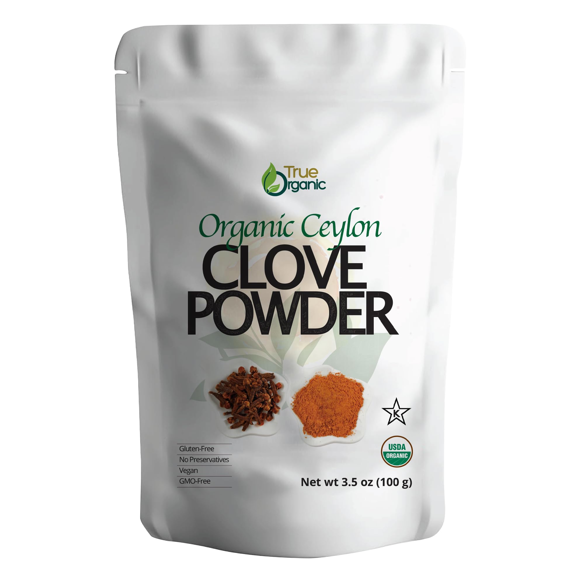 Ceylon Ground Cloves, 3.5 ounces, Organic Clove Powder USDA Organic & Kosher Certified, Non-GMO, Fresh Ground Cloves, Pure Ceylon Premium Quality.