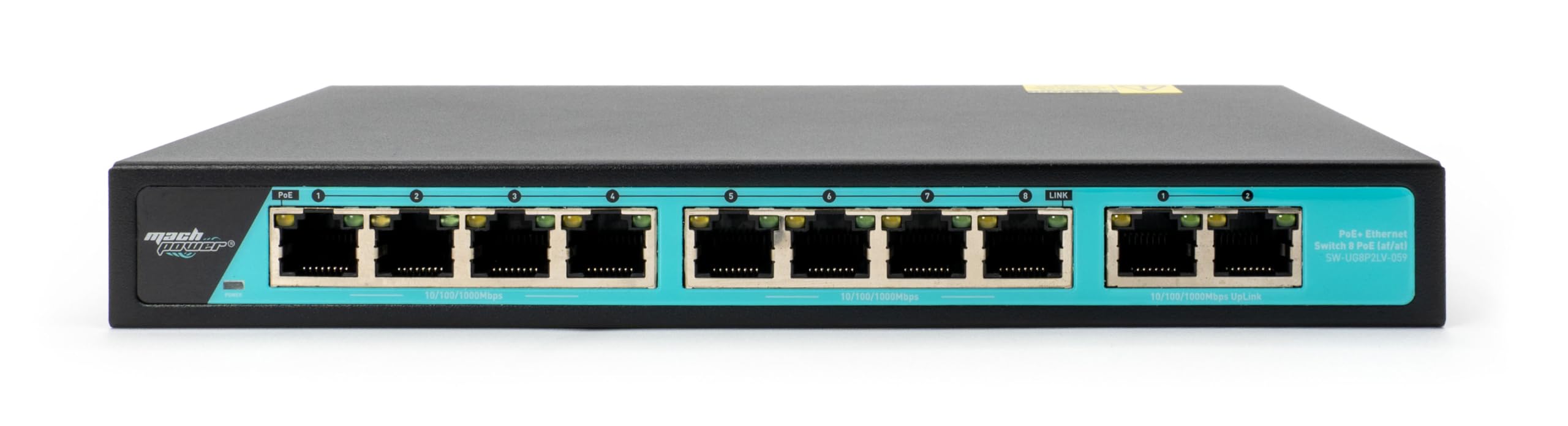 Switch 8 Porte Gigabit PoE + 2 Uplink Gigabit, Potenza Totale 120W, Funzione VLAN, Plug & Play, Ideale per Videosorveglianza e Reti Aziendali (SW-UG8P2LV-059)