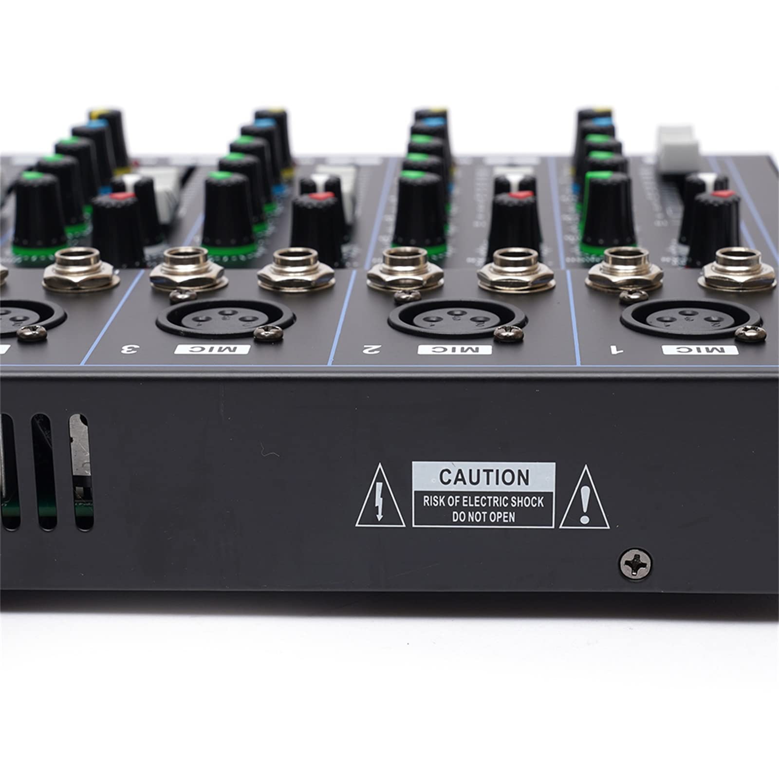Audio DJ Mixer Soundboard Set de consola, 7 canales, 48 V, alimentación phantom con Bluetooth, USB, estéreo, Live DJ Studio Streaming para fiestas de grabación profesionales en el