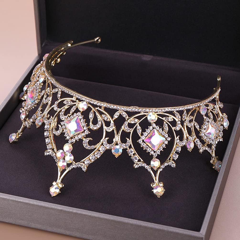Couronne Baroque Vintage Strass - Couronne Mariée Rétro Rouge Et Doré - Accessoire Cheveux Princesse