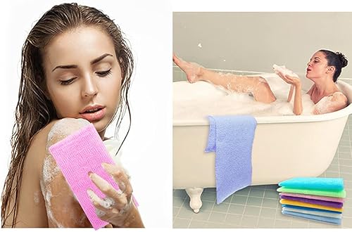 Miniatura 5 de 8 paños de baño exfoliantes de 35 pulgadas, toalla de baño de piel, toalla de ducha de nailon, esponja corporal para mujeres y hombres