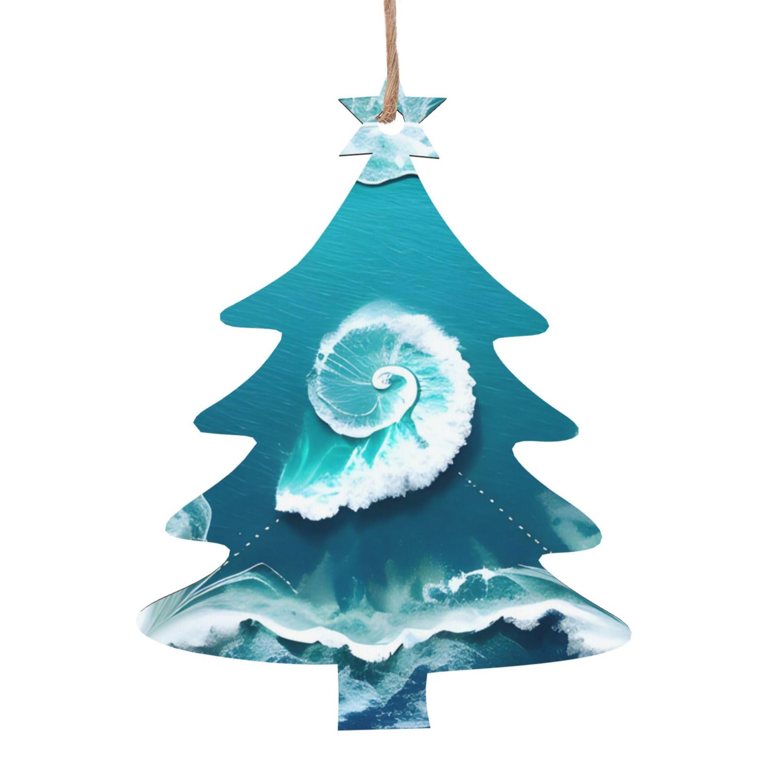 Sea of Love Printed Christmas Wooden Pendants, Simple and Environmentally Friendly, Holiday decorationsã€‚