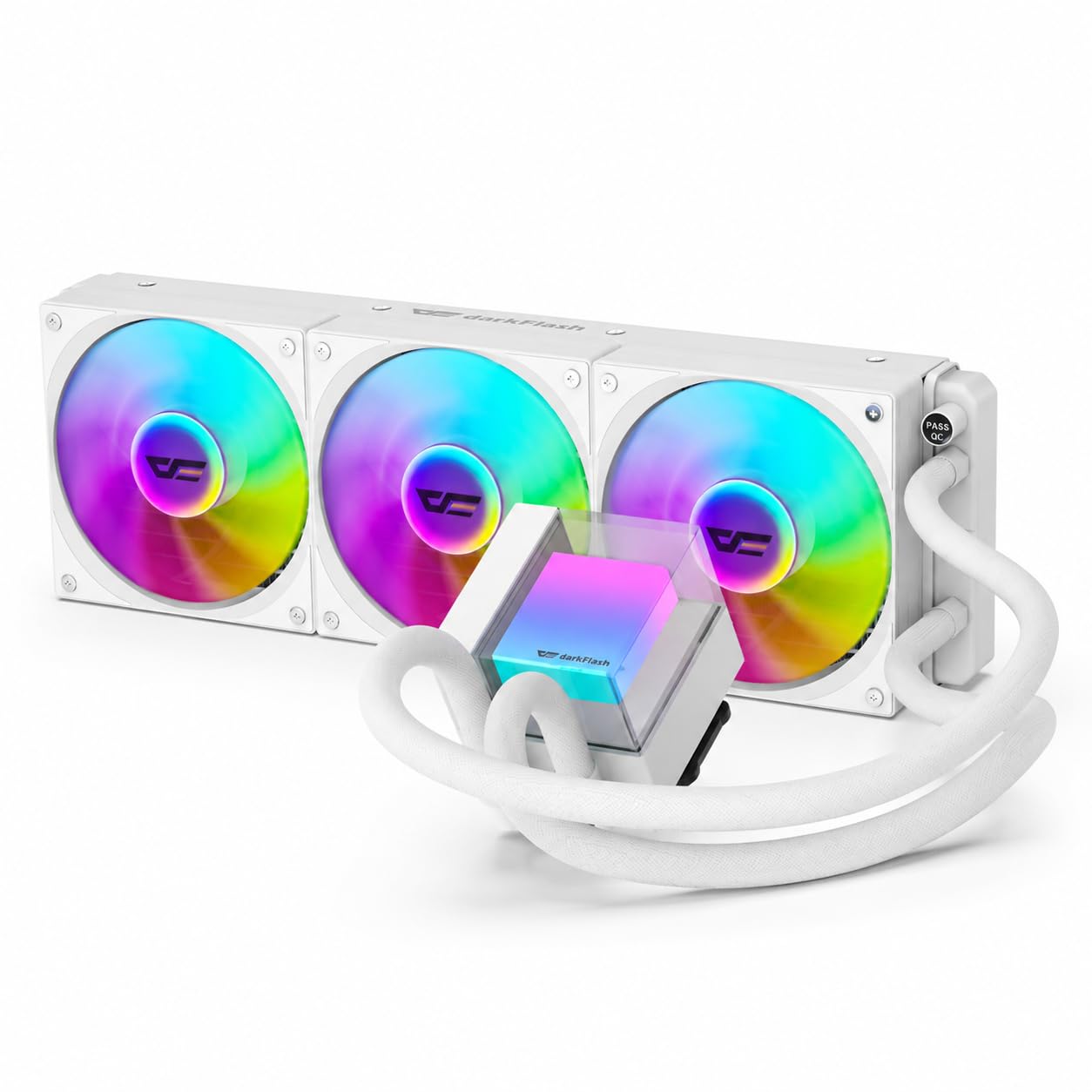 darkFlash CB360 360mm AIO Liquid CPU Cooler, 300W TDP, ARGB PWM Fans, White