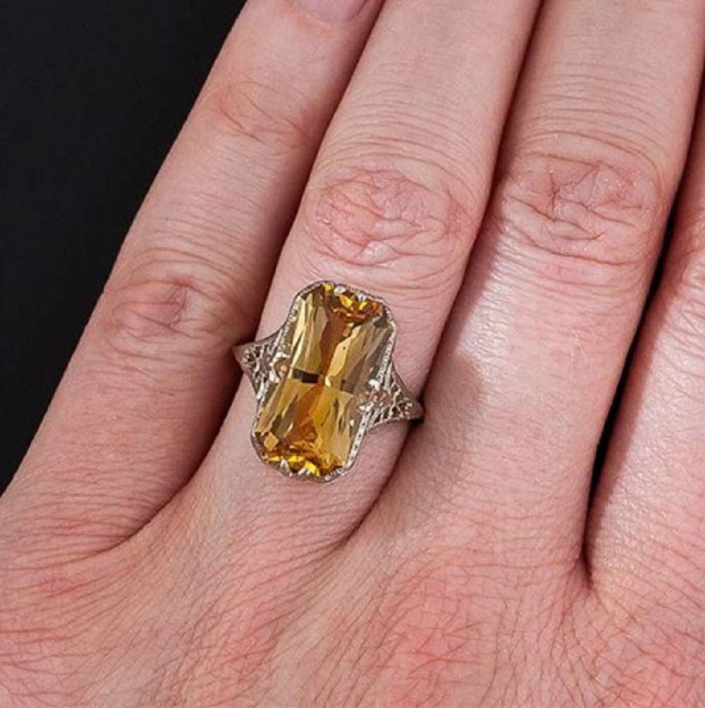 Amazon.com: Lzz Vintage Luxury Large Natural Citrine Ring Openwork
