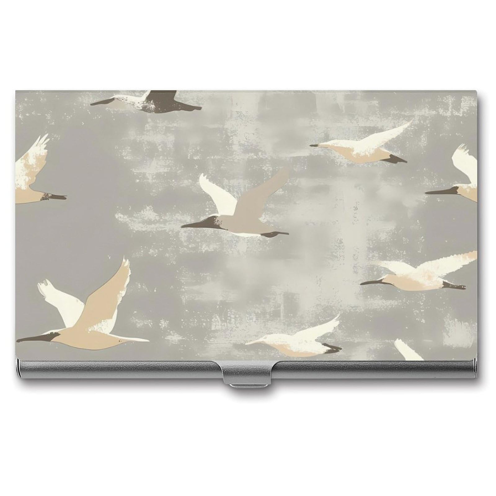 Vintage Flying Birds Slim Business Card Holder Wallet for Men & Women Pocket Metal Case 3.7x2.2x0.3 Inches