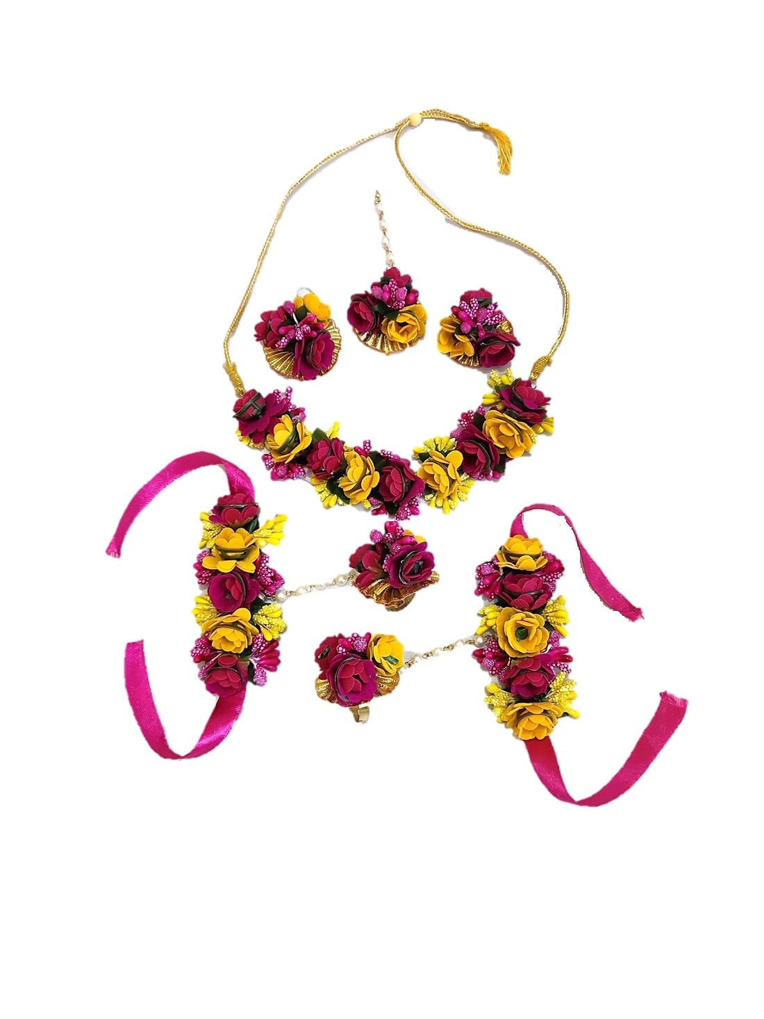 K&K KREATION FLOWER JEWELERY SET FOR HALDI (YELLOW) (B09W2X847Z) Amazon Price History, Amazon Price Tracker
