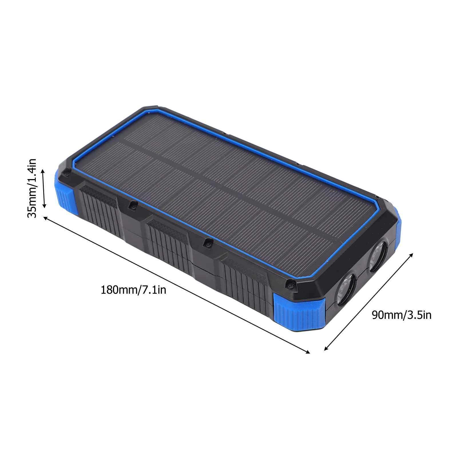 Banque d'énergie Solaire, Chargeur Solaire Portable ABS 36 800 MAh avec Charge Rapide, 3 Ports USB, Double Lumière LED, Entrée iOS Type C, pour Utilisation d'urgence en Camping en Plein